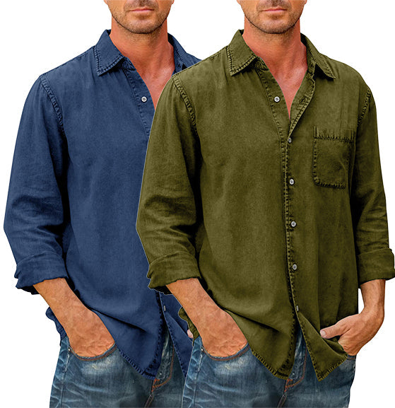 Camisa estilo vaquero para hombre 【Manga larga】
