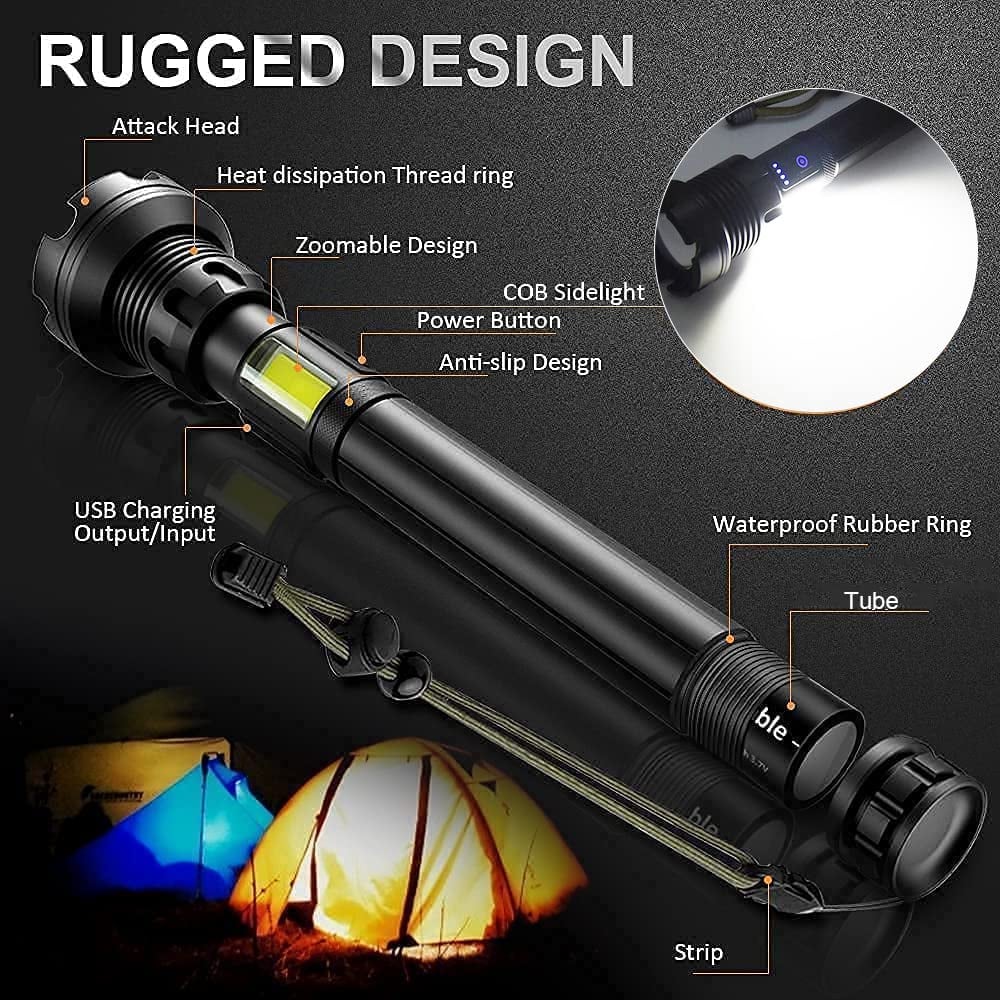 🔥🔦 ¡50% DE DESCUENTO! Linterna Láser Táctica Recargable LED — 160,000 Lúmenes ⚡ Súper Potente & Ultra Brillante | ¡Envío Gratis!