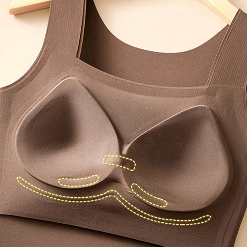 🔥 ¡50% DE DESCUENTO! 💖 👚 Camiseta sin mangas con cuello en U y sujetador incorporado para mujer – Comodidad, soporte y estilo todo en uno 🌸✨