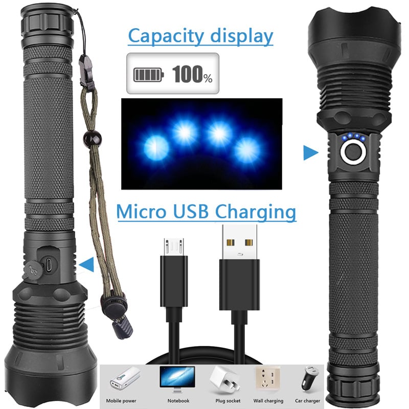 🔥🔦 ¡50% DE DESCUENTO! Linterna Láser Táctica Recargable LED — 160,000 Lúmenes ⚡ Súper Potente & Ultra Brillante | ¡Envío Gratis!