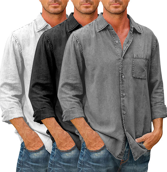 Camisa estilo vaquero para hombre 【Manga larga】