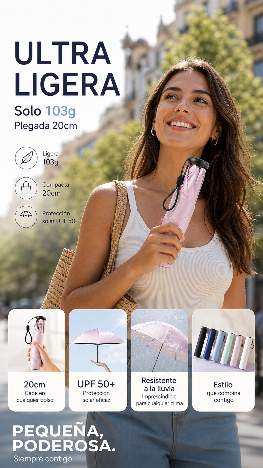 🥳¡OFERTA ESPECIAL 2026 - 50% DE DESCUENTO!🥳 Paraguas Compacto Ultraligero para Todo Tipo de Clima