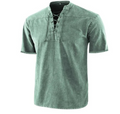 Camiseta gótica vintage de hombre con cuello en V y bolsillos de lino camiseta de manga corta holgada