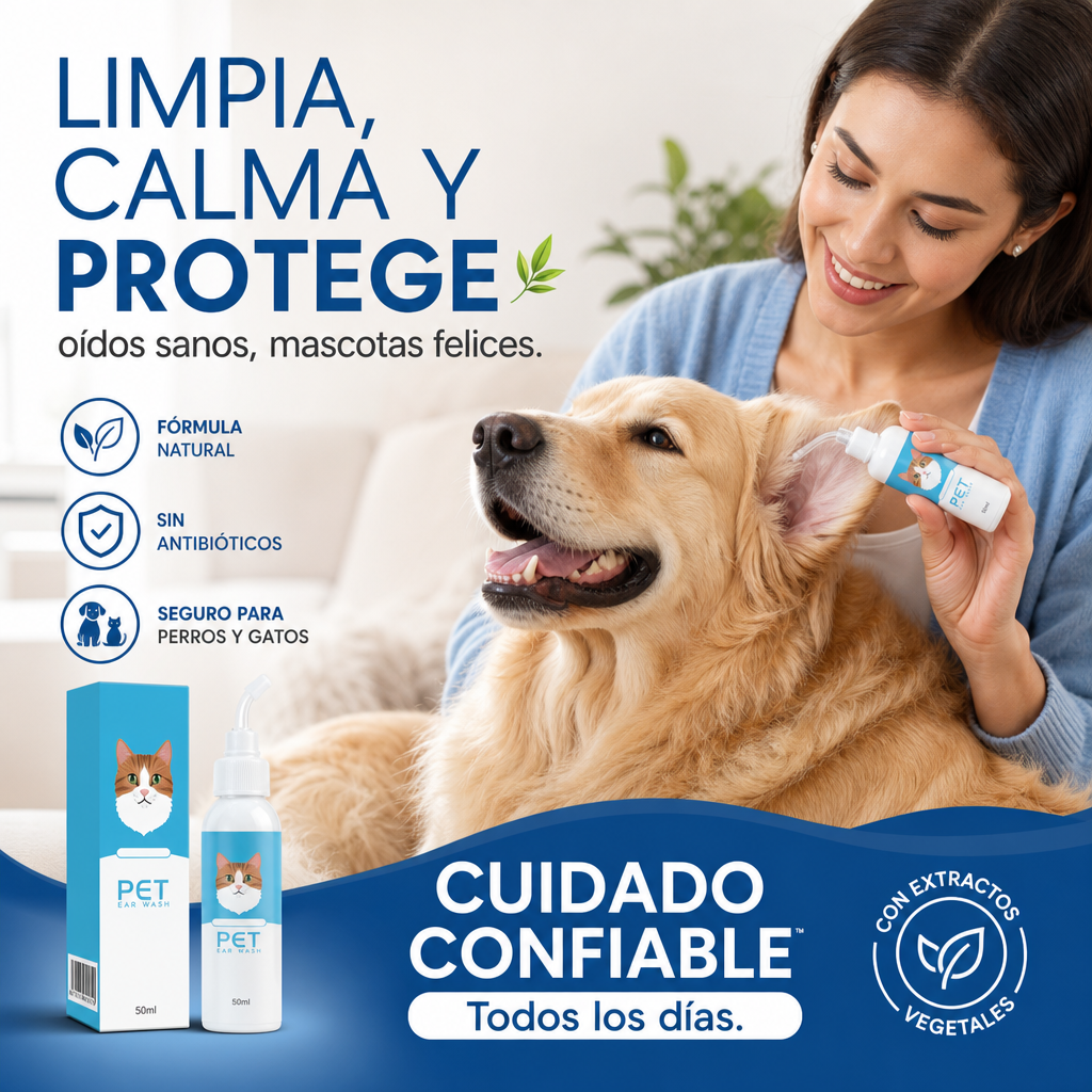 🐶🐱 Limpiador de oídos, alivia la picazón en perros y gatos.