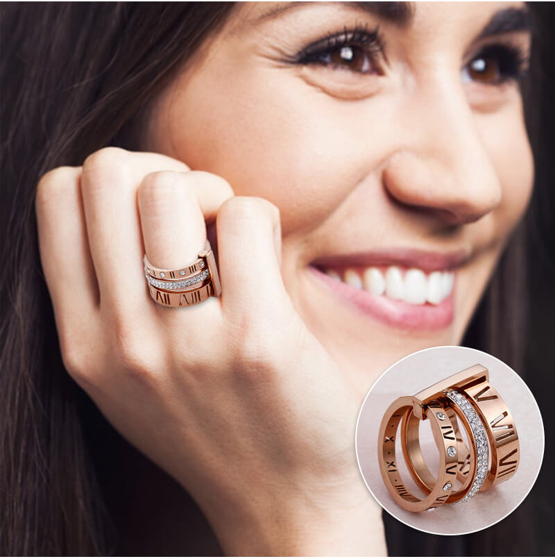 Anillo giratorio de números romanos 3 en 1