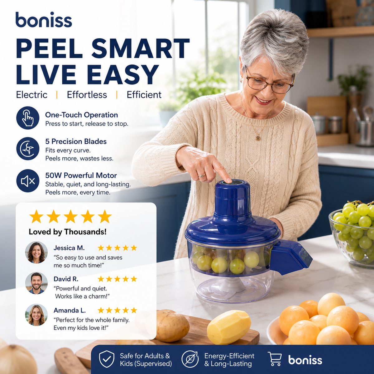 🥔 ¡50% DE DESCUENTO! 🔪 Pelador eléctrico automático – Inalámbrico y multifuncional – Pela frutas, verduras y ajo – Ideal para papas, manzanas y uvas – Seguro, rápido y sin esfuerzo 🍎✨