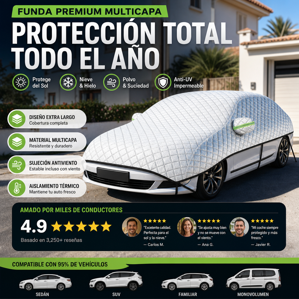 Cubierta Protectora Gruesa de Media Cobertura para Coche contra el Sol y la Nieve