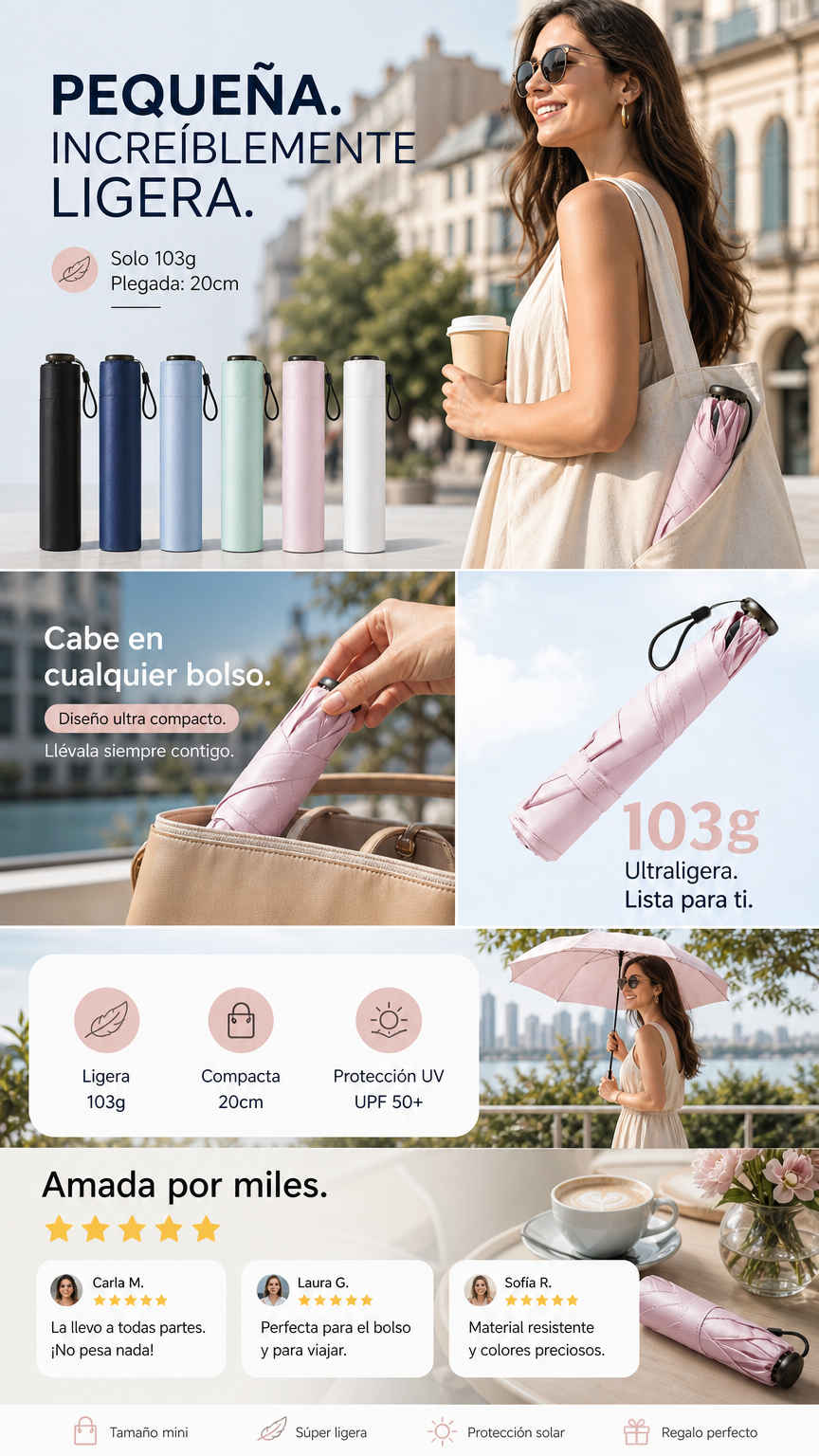 🥳¡OFERTA ESPECIAL 2026 - 50% DE DESCUENTO!🥳 Paraguas Compacto Ultraligero para Todo Tipo de Clima