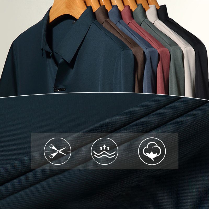 Camiseta informal sin arrugas transpirable con solapa para hombre