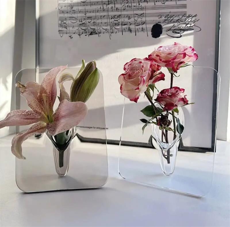 🏺 ¡50% DE DESCUENTO POR TIEMPO LIMITADO! 💥 Florero Transparente con Forma de Marco de Foto – Estilo Nórdico, Acrílico, Decoración de Escritorio ✨