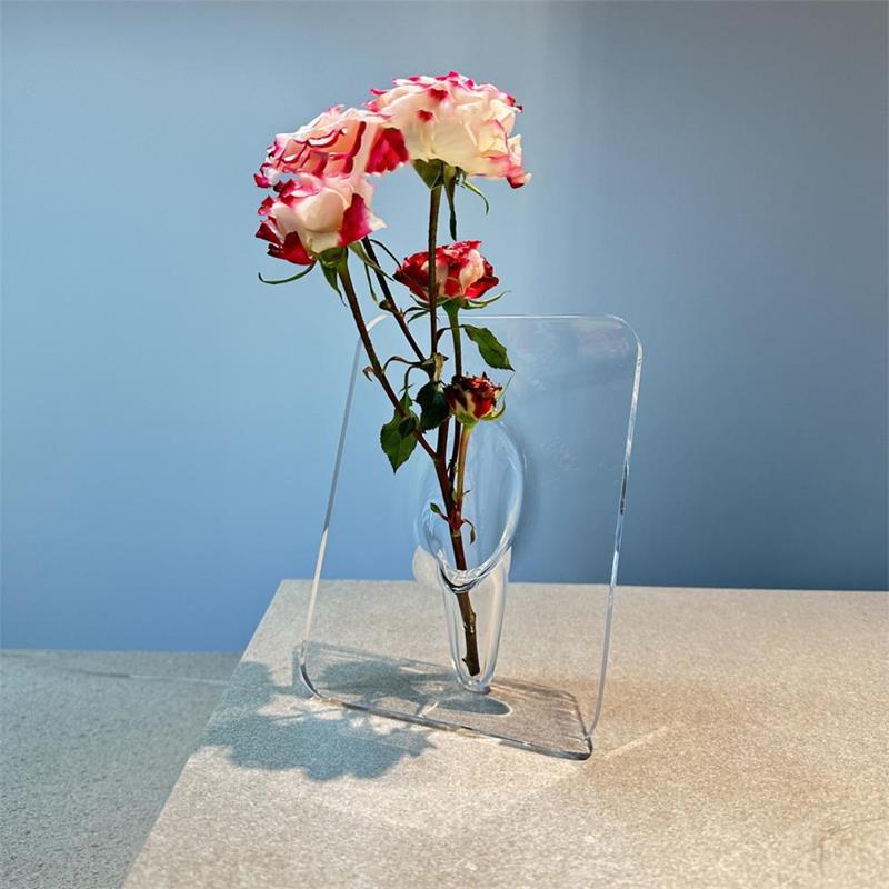 🏺 ¡50% DE DESCUENTO POR TIEMPO LIMITADO! 💥 Florero Transparente con Forma de Marco de Foto – Estilo Nórdico, Acrílico, Decoración de Escritorio ✨