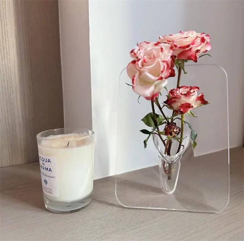 🏺 ¡50% DE DESCUENTO POR TIEMPO LIMITADO! 💥 Florero Transparente con Forma de Marco de Foto – Estilo Nórdico, Acrílico, Decoración de Escritorio ✨