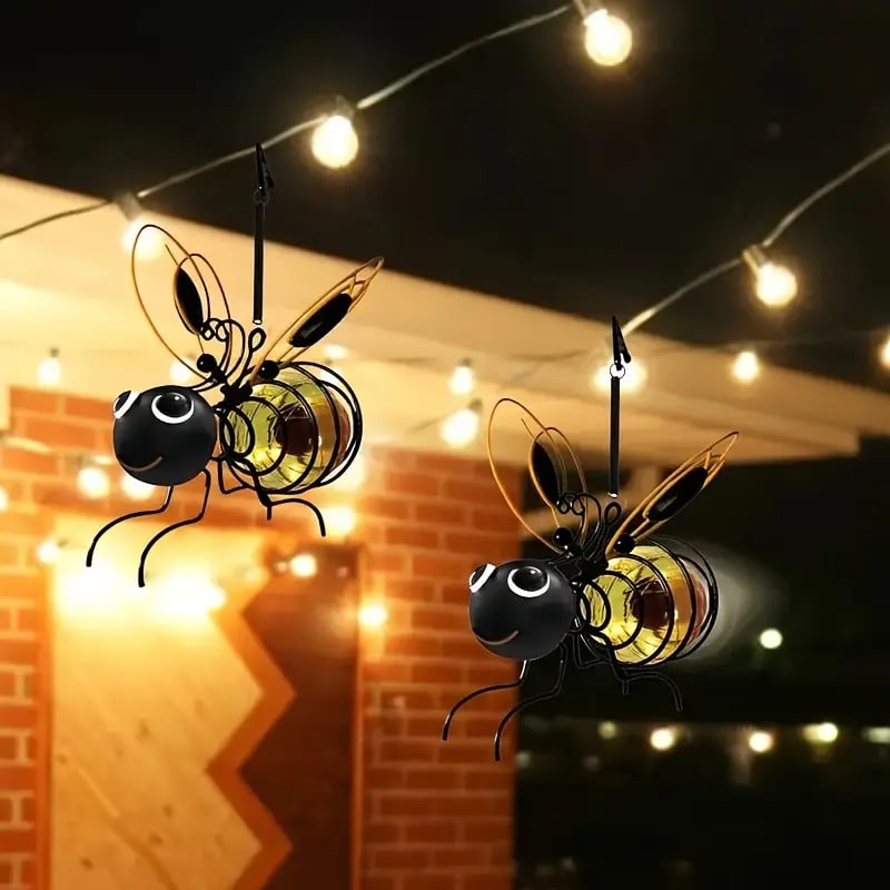 🐝 Lámpara colgante con forma de abeja para el jardín, alimentada con energía solar