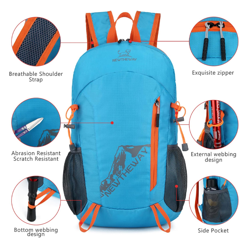 🔥Oferta Caliente 50% DESCUENTO🔥 Mochila de Camping Plegable Impermeable Ultraligera – Nylon Resistente al Desgaste de menos de 454 gramos, se guarda en su propio bolsillo, ideal para Senderismo, Viajes y Camping 🎒