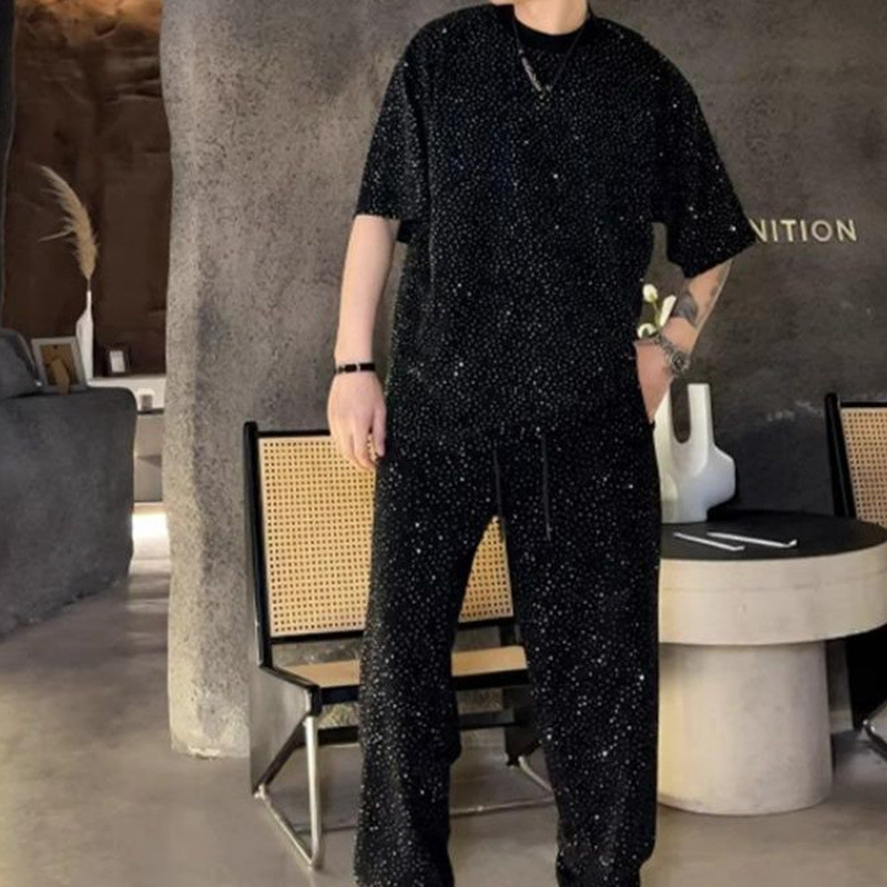 Conjunto de 2 piezas de camiseta de manga corta y pantalón ancho para hombre