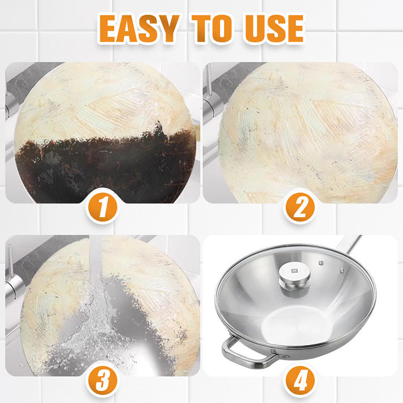 🔥 Pasta Desintegrante de Residuos Quemados - Limpieza Profunda para Ollas/Recipientes sin Rayar, Elimina Grasa y Carbonización en 5 Min 🧽✨