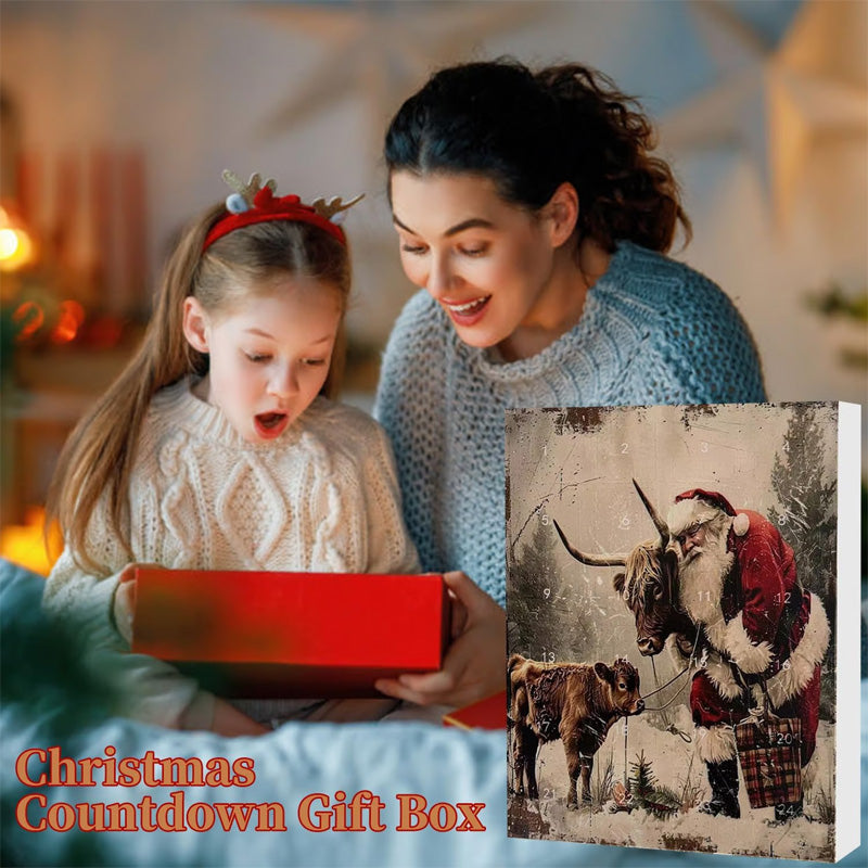 🎄¡Rebajas de Navidad! 50% de descuento🎉 Calendario de Adviento con diseño de vaca escocesa