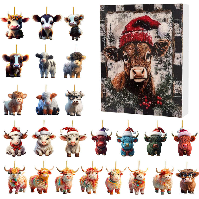 🎄¡Rebajas de Navidad! 50% de descuento🎉 Calendario de Adviento con diseño de vaca escocesa