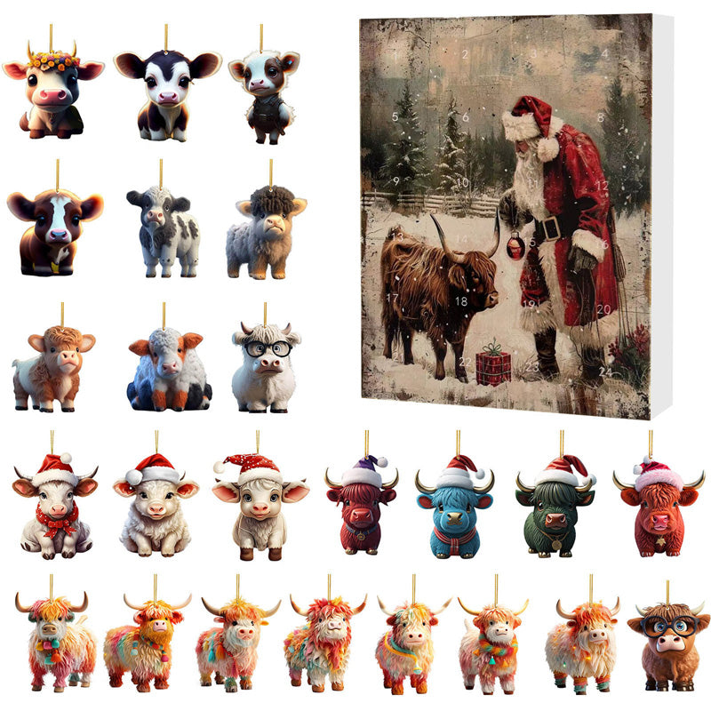 🎄¡Rebajas de Navidad! 50% de descuento🎉 Calendario de Adviento con diseño de vaca escocesa