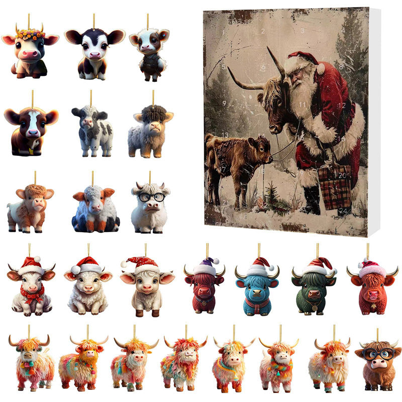 🎄¡Rebajas de Navidad! 50% de descuento🎉 Calendario de Adviento con diseño de vaca escocesa