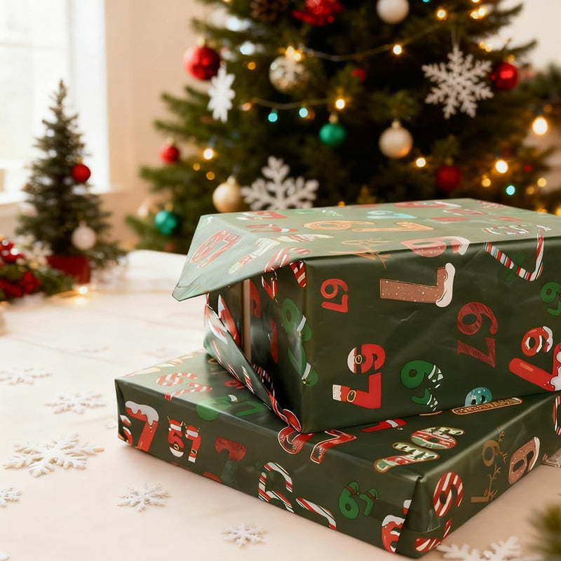 Funny Christmas Number Pattern Wrapping Paper