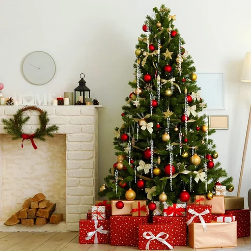 12 Piezas de Adornos de Hielos para Árbol de Navidad con Brillo