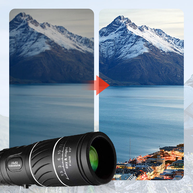 Telescopio monocular de zoom óptico bifocal 16x52
