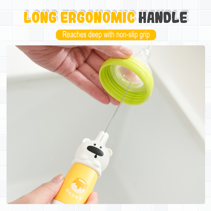 Cepillo de Silicona para Limpiar Botellas 4 en 1 con Mango Largo