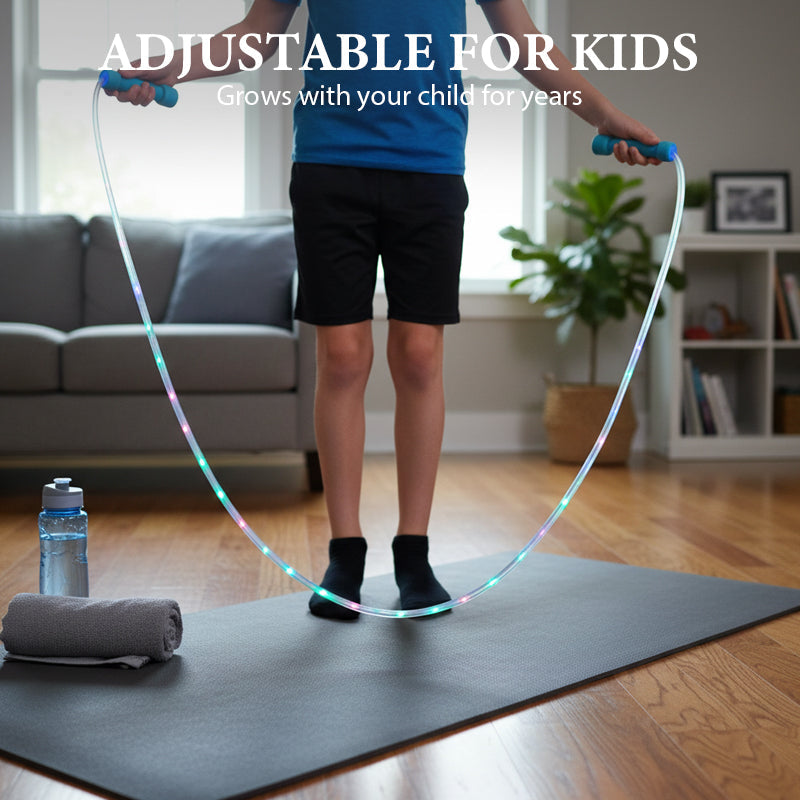 🏃‍♀️🌈 Cuerda de Saltar con Luz LED – Ejercicio Divertido para Niños y Niñas