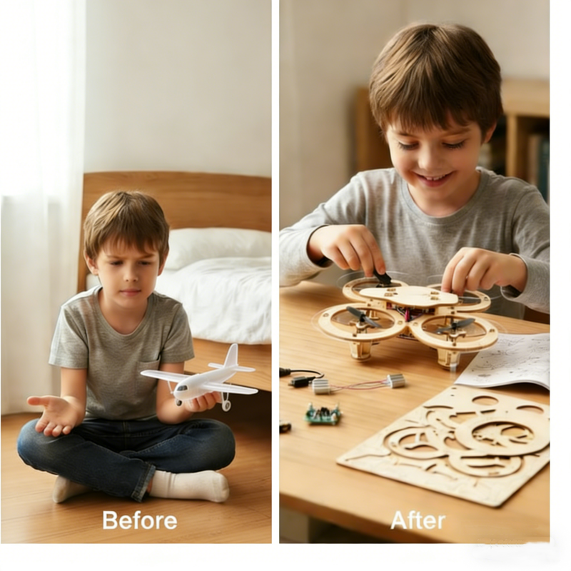 ✈️ Kit de montaje de dron de madera para niños 🎁