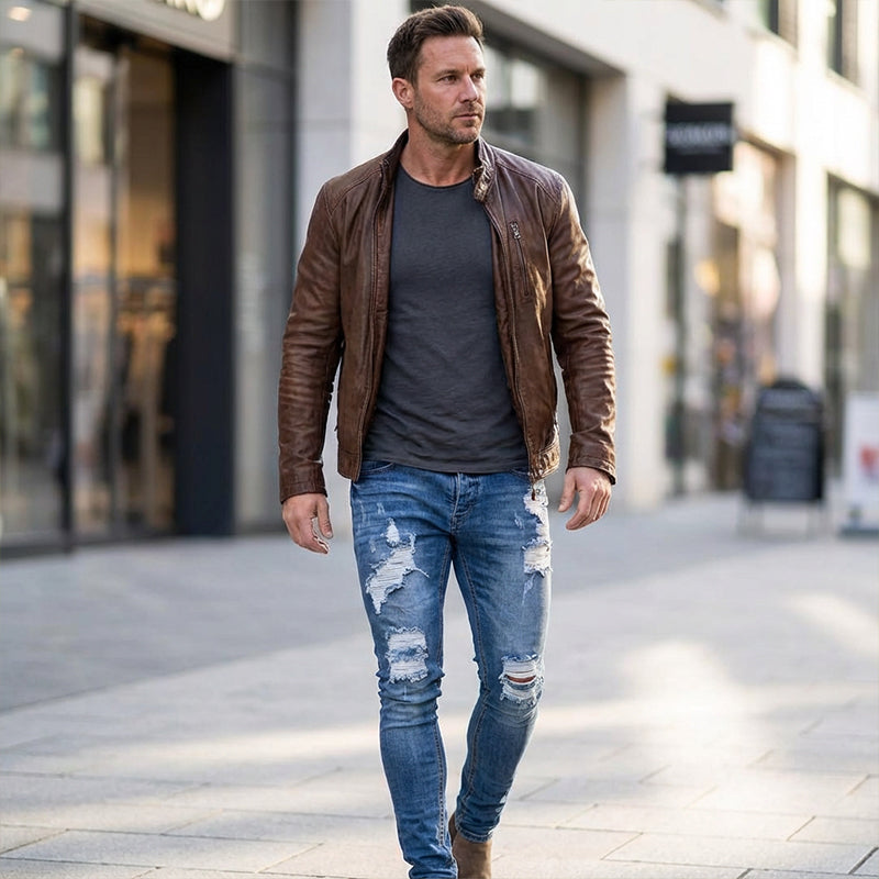Vaqueros ajustados rotos y elegantes para hombre