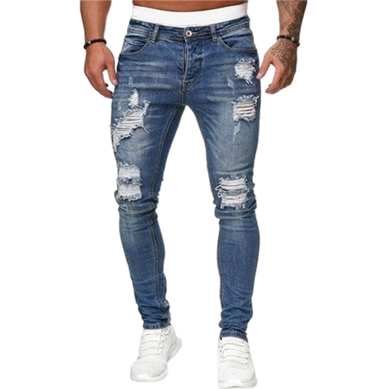 Vaqueros ajustados rotos y elegantes para hombre