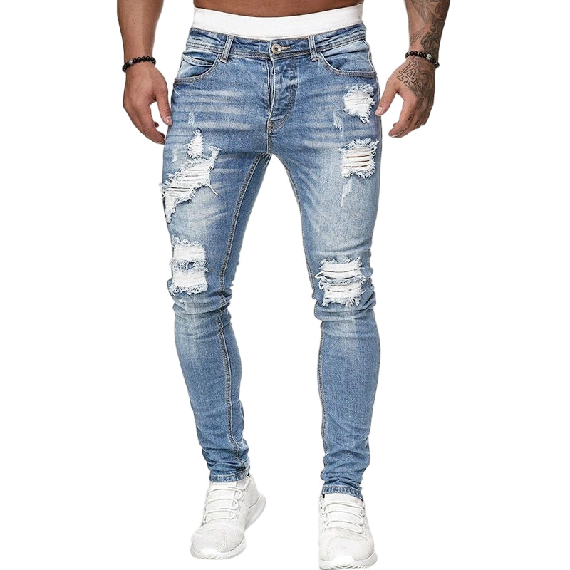Vaqueros ajustados rotos y elegantes para hombre
