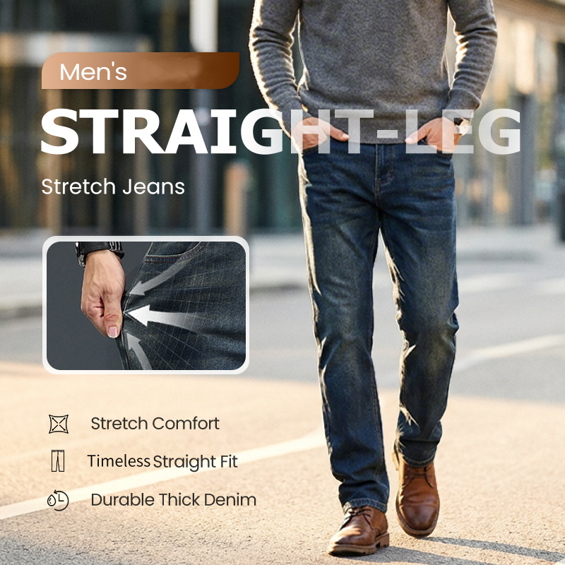 Vaqueros elásticos de pierna recta para hombre