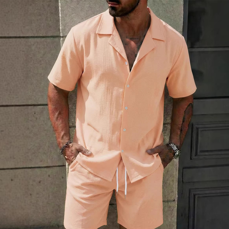 Set de top casual de color liso y pantalones cortos con cordón