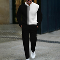 Conjunto de chándal masculino con cremallera cuarta de color y bloques de color