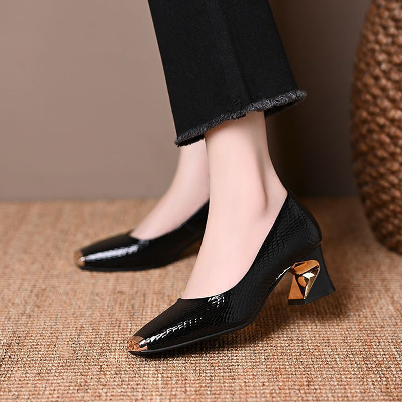 Zapatos de tacón bloque para mujer con estampado de serpiente