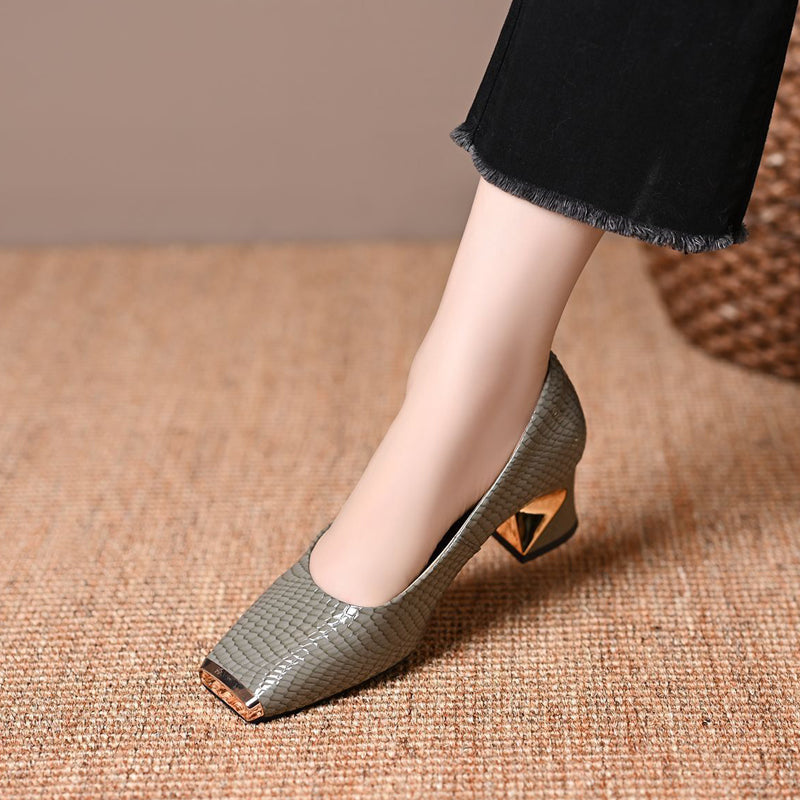 Zapatos de tacón bloque para mujer con estampado de serpiente