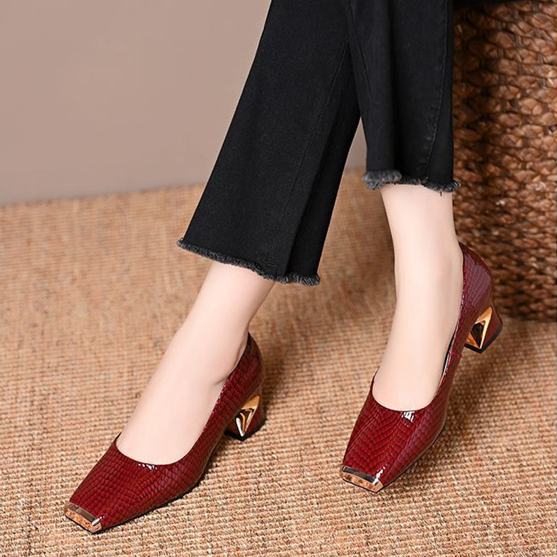 Zapatos de tacón bloque para mujer con estampado de serpiente