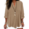 🔥Gran oferta🔥 Top casual liso con botones y aberturas laterales
