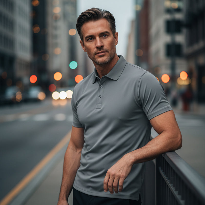 Playera con Cuello Camisero para Hombre de Manga Corta y Secado Rápido