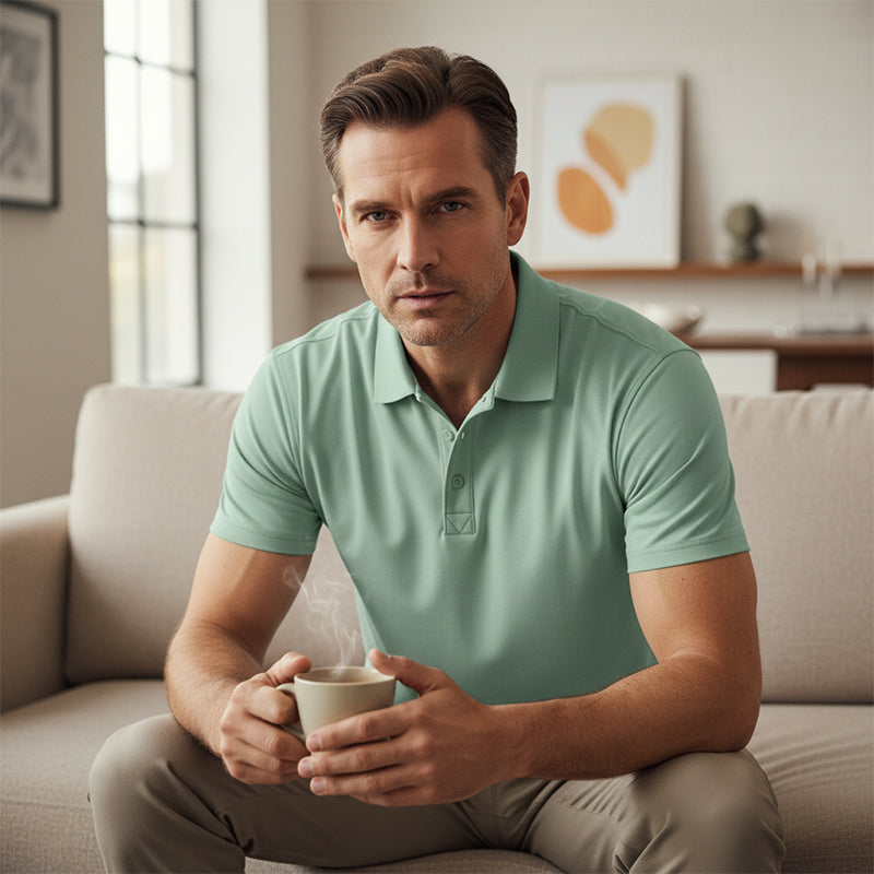 Playera con Cuello Camisero para Hombre de Manga Corta y Secado Rápido