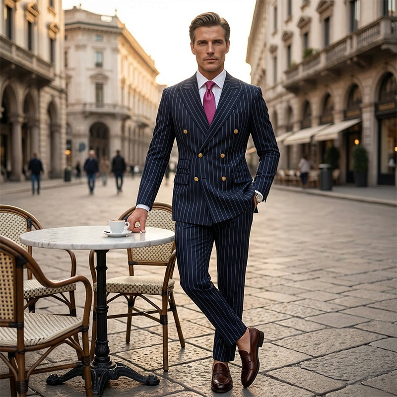 【ENVÍO GRATIS】¿Trajes que no te quedan bien? Rayas finas que estilizan, corte ajustado que realza. 👔✅