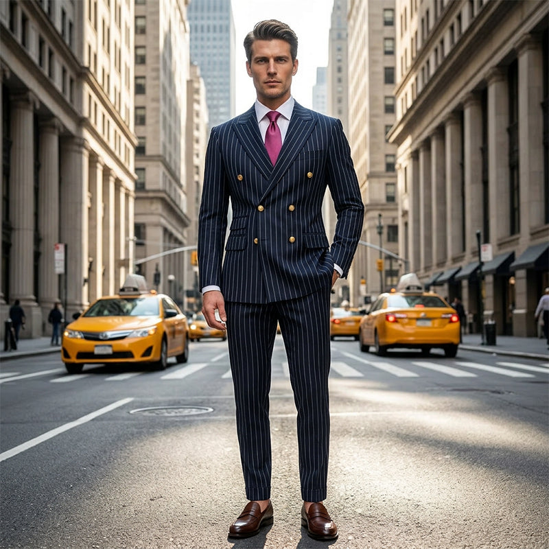 【ENVÍO GRATIS】¿Trajes que no te quedan bien? Rayas finas que estilizan, corte ajustado que realza. 👔✅