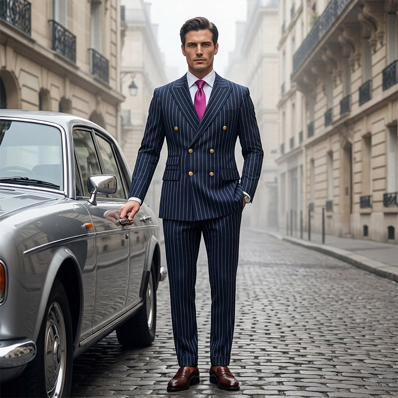 【ENVÍO GRATIS】¿Trajes que no te quedan bien? Rayas finas que estilizan, corte ajustado que realza. 👔✅