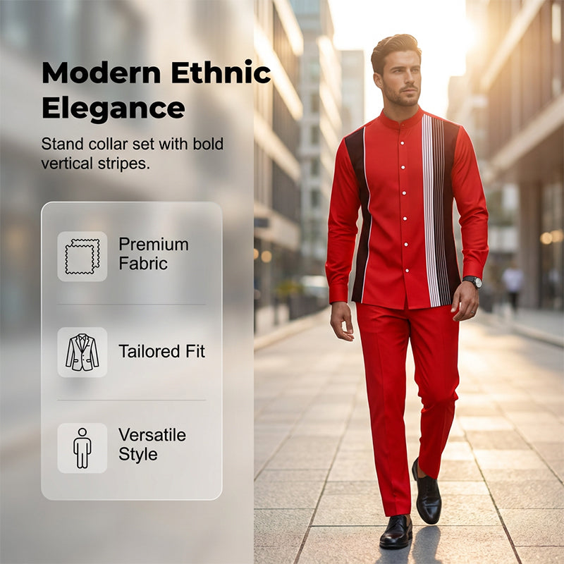 👔 Conjunto de 2 piezas: camisa a rayas y pantalón para hombre✨ Estilo sin esfuerzo ✅