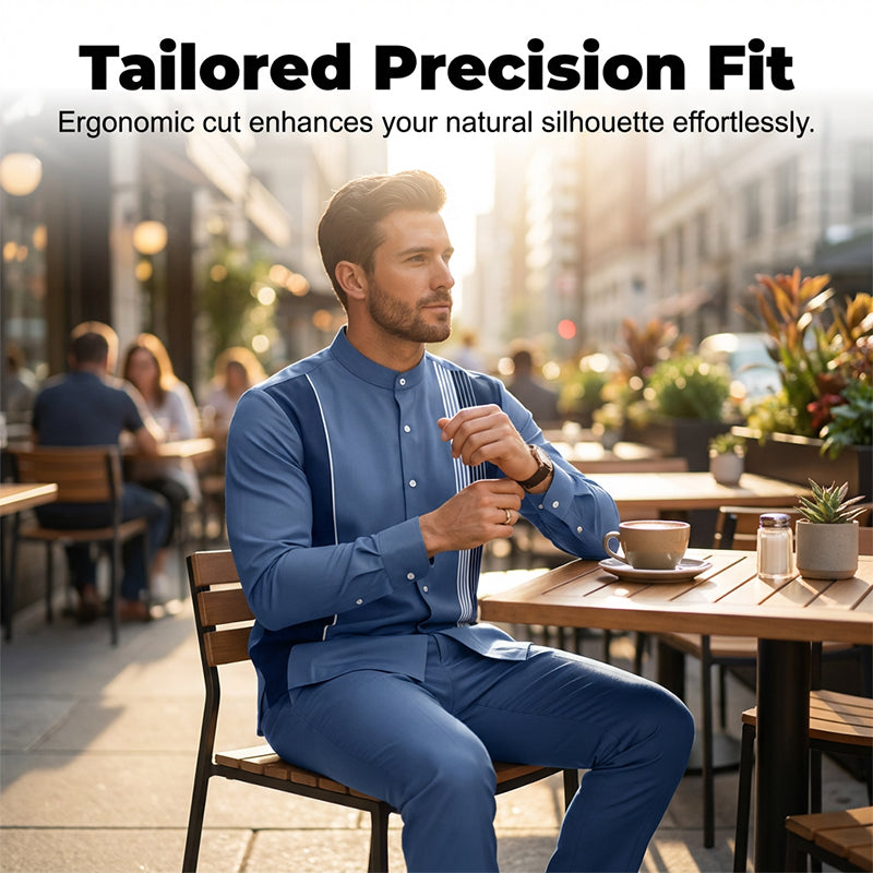 👔 Conjunto de 2 piezas: camisa a rayas y pantalón para hombre✨ Estilo sin esfuerzo ✅