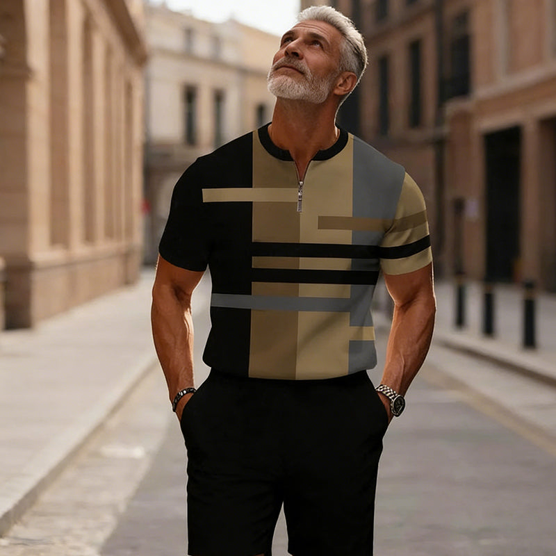 Set de camiseta y pantalones cortos con cremallera cuarta de hombre