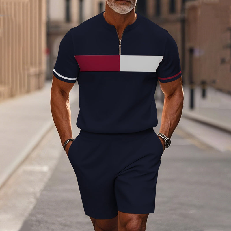Set de camiseta y pantalones cortos con cremallera cuarta de hombre