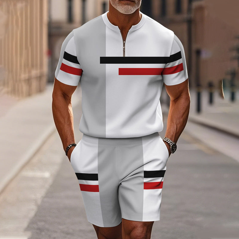Set de camiseta y pantalones cortos con cremallera cuarta de hombre